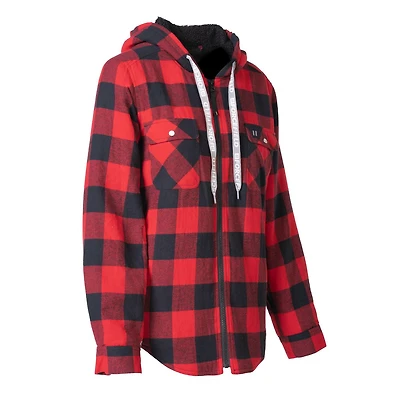 Women's Hooded Sherpa-Lined Flannel Shirt Jacket