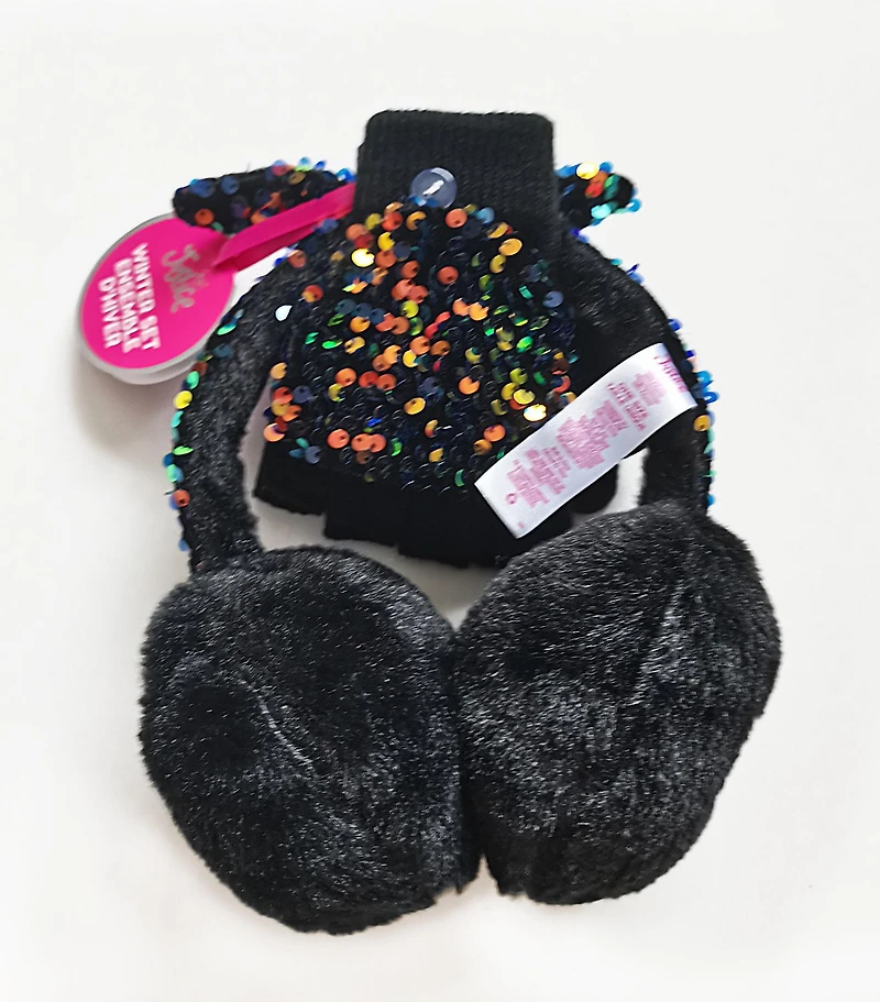 Justice Girls Sequined Earmuff and Golve Set