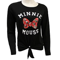 Minnie Mouse Ladies Tie Front Top