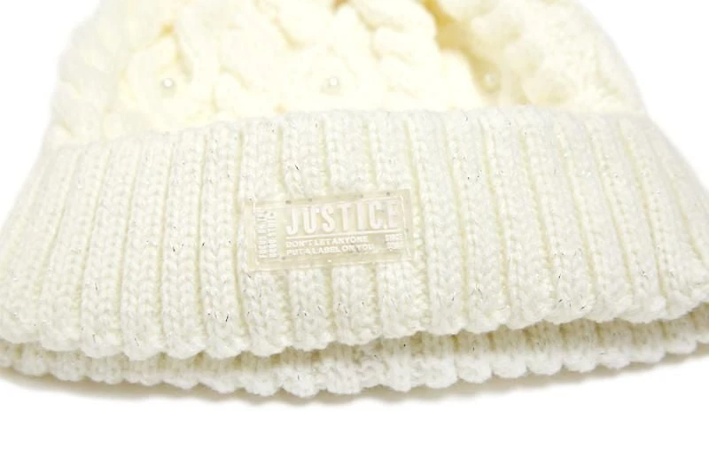 Justice™ Brand Pearl Embellished Knit Hat with Matching Knit Scarf and Gloves 3 Piece Set