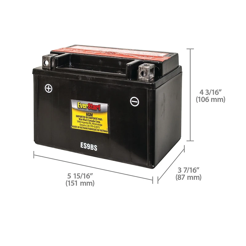 EverStart POWER SPORT ES9BS – 12 Volts, Batterie de sport motorisé, 120 ADF EverStart – Batterie de sport motorisé