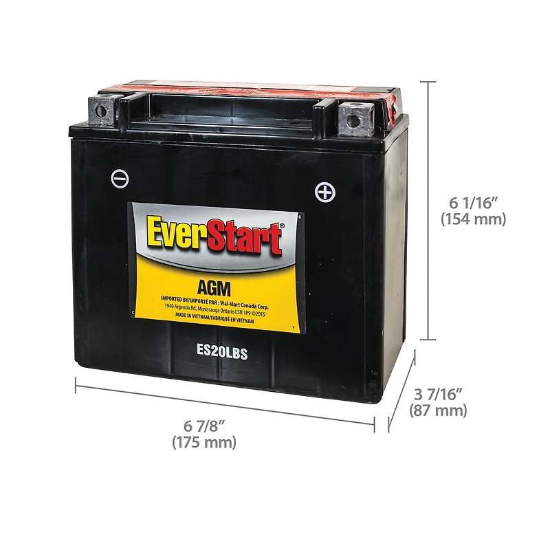 EverStart POWERSPORT ES20LBS, 12 Volt, Power Sports Battery, 270 CCA, Everstart, Power Sports Battery