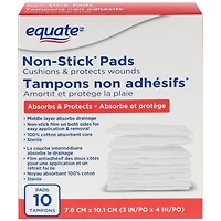 Equate Non-Stick Pads, Large, 3" x 4", 7.6 cm x 10.1 cm/10 Pads