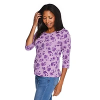 Penmans Women's Printed 3/4 Sleeve Crew Neckline Top