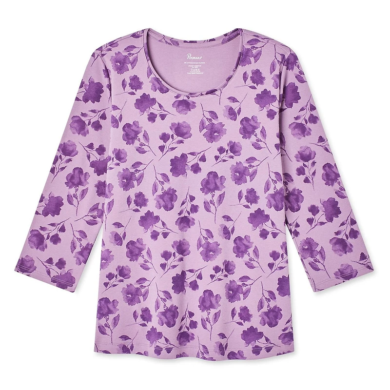 Penmans Women's Printed 3/4 Sleeve Crew Neckline Top