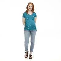 T-shirt imprimé à manches courtes avec encolure en V Paisley Sky Maternité