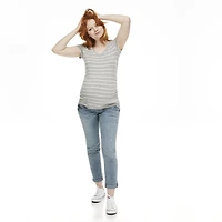 T-shirt imprimé à manches courtes avec encolure en V Paisley Sky Maternité