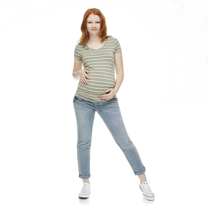T-shirt de base avec encolure en V Paisley Sky Maternit