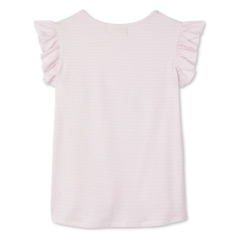 Btween Girls' Ruffle Sleeve Tie-Front Tee