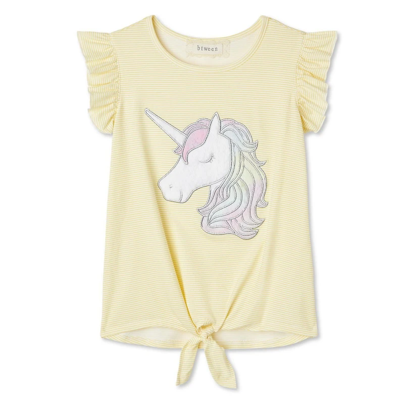 T-shirt noué à l’avant avec manches à volants Btween pour filles