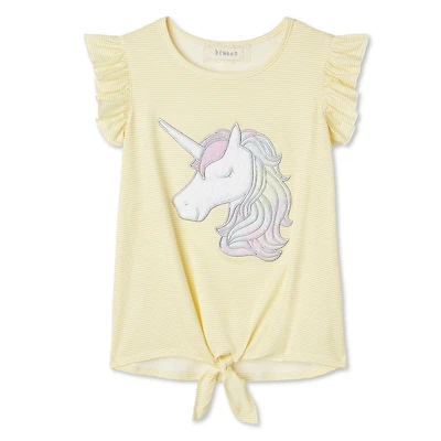 T-shirt noué à l’avant avec manches à volants Btween pour filles