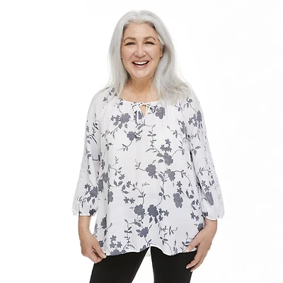 Penmans Women's Printed Lace Trim Blouse