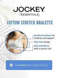 Jockey Essentials Women's Cotton Stretch Scoop Bralette, Jockey Essentials Cotton Stretch Scoop Bralette