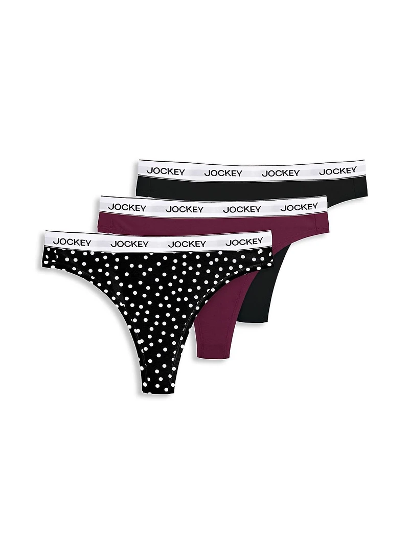 Jockey® Essentials Women's Cotton Stretch Thong - 3 pack