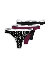 Jockey® Essentials Women's Cotton Stretch Thong - 3 pack