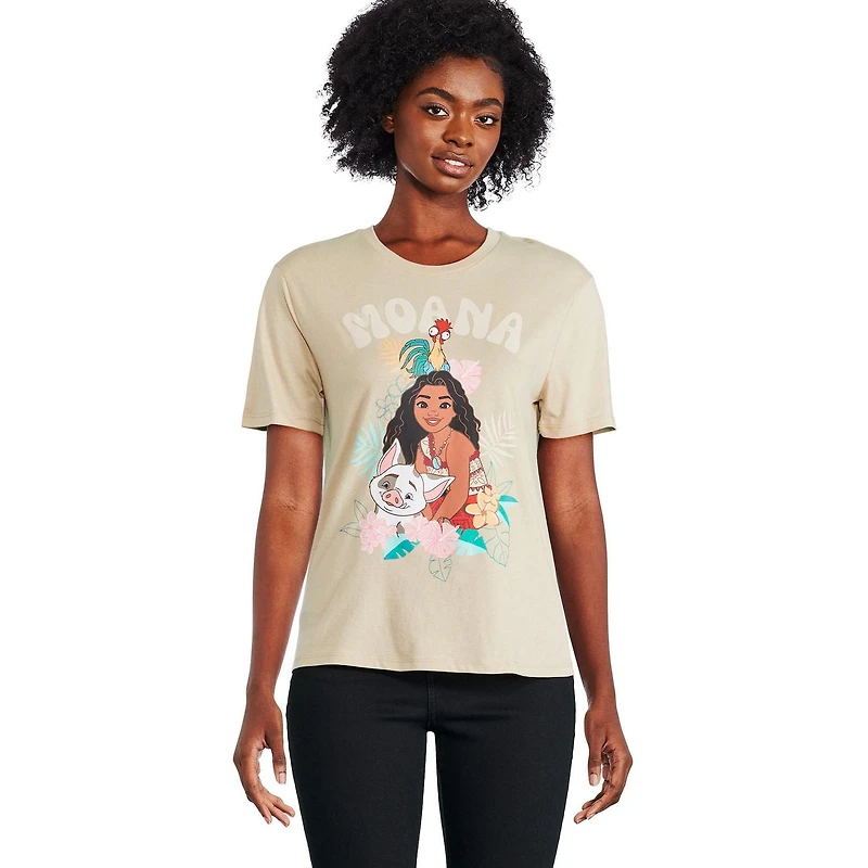 T-shirt à manches courtes Moana Disney pour femmes Tailles TP–TG