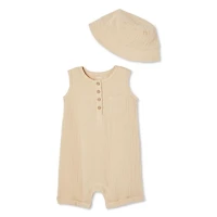 George Baby Boys' Crinkled Romper 2-Piece Set