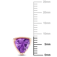 Clous d’oreilles triangle Miabella avec 1-7/8 Carat PBT d’améthyste en or rose 14k