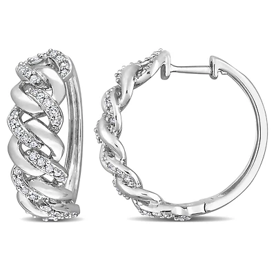 Miabella 1/2 Carat T.W. Diamond Sterling Silver Twist Hoop Earrings