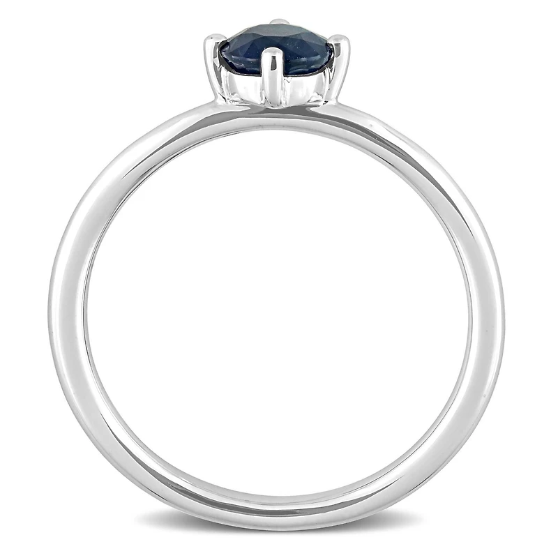 Bague solitaire Miabella avec 5/8 Carat PBT de saphir en or blanc 10k
