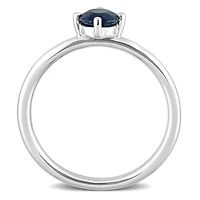 Bague solitaire Miabella avec 5/8 Carat PBT de saphir en or blanc 10k