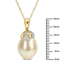 Collier couronne Miabella avec perles Mers du Sud cultivées et accents de diamant en or jaune 14k
