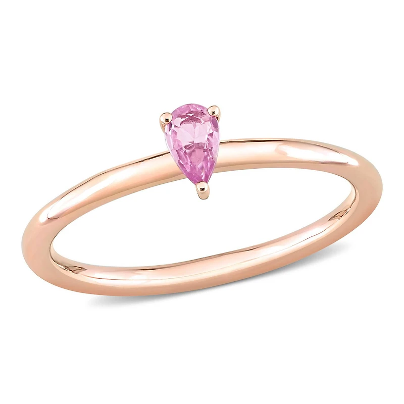 Miabella 1/4 Carat T.G.W. Pink Sapphire 10K Rose Gold Pear-cut Solitaire Ring