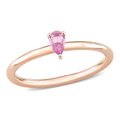 Miabella 1/4 Carat T.G.W. Pink Sapphire 10K Rose Gold Pear-cut Solitaire Ring