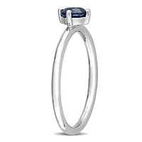 Bague solitaire Miabella avec 5/8 Carat PBT de saphir en or blanc 10k