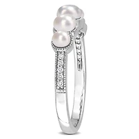 Miabella Cultured Freshwater Pearl and Diamond Accent 14K White Gold 5-Stone Graduated Ring