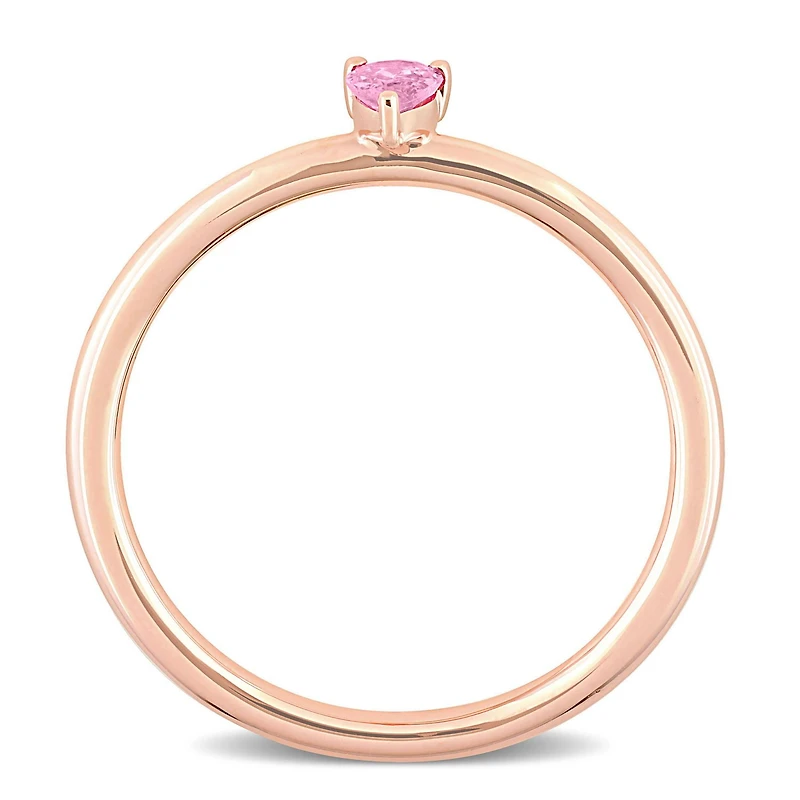 Miabella 1/4 Carat T.G.W. Pink Sapphire 10K Rose Gold Pear-cut Solitaire Ring