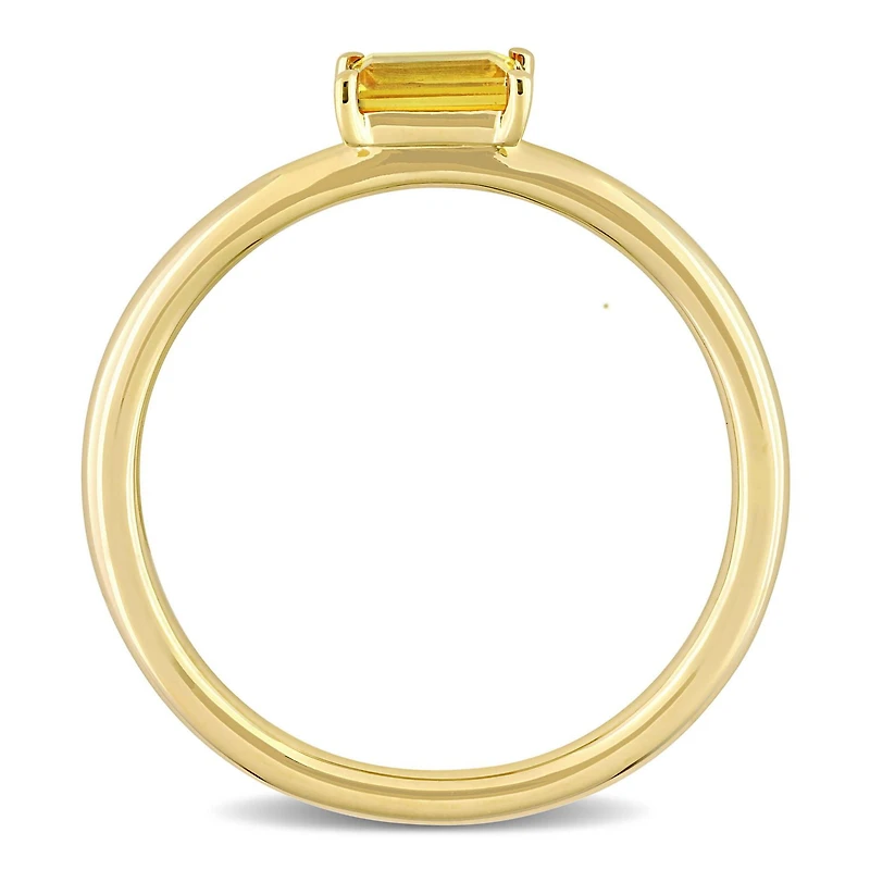 Bague solitaire coup baguette Miabella avec 1/3 Carat PBT de saphir jaune en or jaune 10k