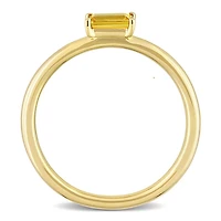 Bague solitaire coup baguette Miabella avec 1/3 Carat PBT de saphir jaune en or jaune 10k
