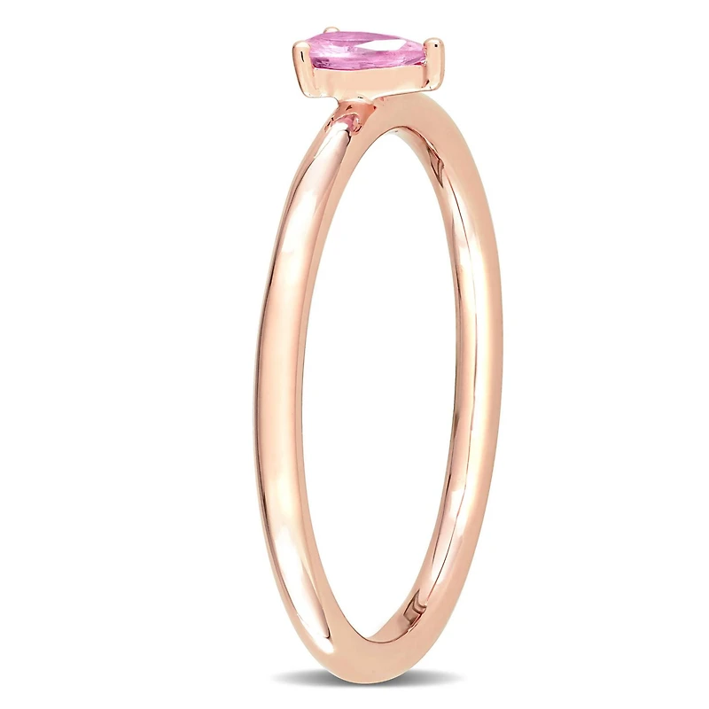 Miabella 1/4 Carat T.G.W. Pink Sapphire 10K Rose Gold Pear-cut Solitaire Ring