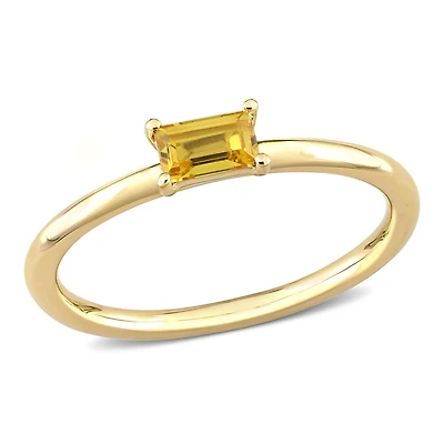 Miabella 1/3 Carat T.G.W. Yellow Sapphire 10K Yellow Gold Baguette-cut Solitaire Ring