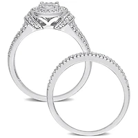 Miabella 1/4 Carat T.W. Diamond Sterling Silver Oval Halo Bridal Ring Set