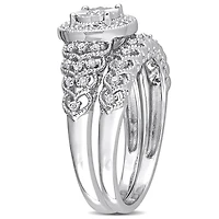 Miabella 1/3 Carat T.W. Diamond Sterling Silver Halo Bridal Ring Set