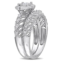 Ensemble de bague nuptiale à auréole Miabella avec 1/4 Carat poids total de diamant en argent sterling