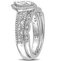 Ensemble de bague nuptiale marquise à auréole Miabella avec 1/5 Carat poids total de diamant en argent sterling