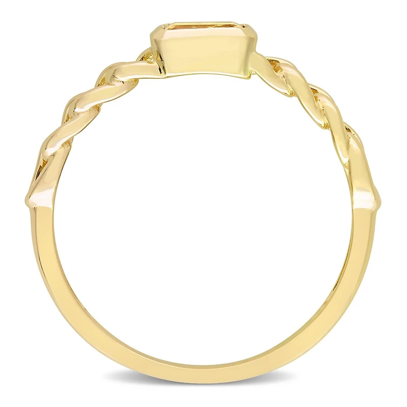 Bague solitaire octogone à maillons Miabella avec 1/3 Carat PBT de citrine en or jaune 10k