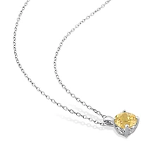 Ensemble à 2-piece solitaire Miabella, collier et clous d’oreilles avec 3-3/4 Carat PBT de citrine en argent sterling