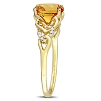 Miabella 1-1/10 Carat T.G.W. Citrine and Diamond Accent 10K Yellow Gold Oval Link Ring