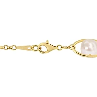 Bracelet station Miabella avec perles d’eau douce cultivées et 1/10 Carat PBT de Zircon cubique en argent sterling plaqué jaune