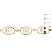 Bracelet station Miabella avec perles d’eau douce cultivées et 1/10 Carat PBT de Zircon cubique en argent sterling plaqué jaune