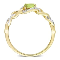 Bague ovale à maillons Miabella avec 1/4 Carat PBT de péridot et 1/8 Carat poids total de diamant en or jaune 10k