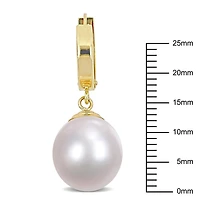 Miabella South Sea Cultured Pearl 14K Yellow Gold Huggie Drop Earrings