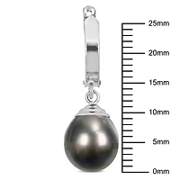 Miabella Tahitian Cultured Pearl 14K White Gold Huggie Drop Earrings