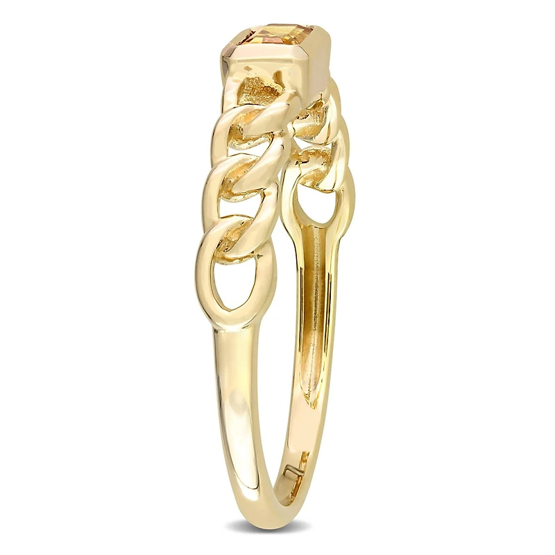 Bague solitaire octogone à maillons Miabella avec 1/3 Carat PBT de citrine en or jaune 10k