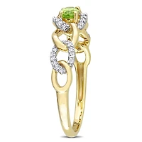 Miabella 1/4 Carat T.G.W. Peridot and 1/8 Carat T.W. Diamond 10K Yellow Gold Oval Link Ring