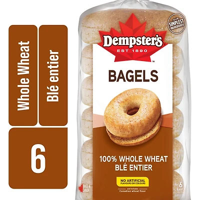 Bagels de blé entier de Dempster’s® Emb. de 6; 450 g